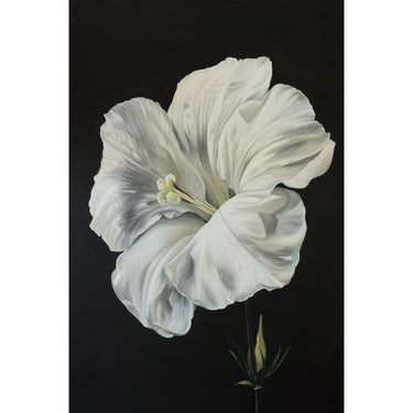 White Flower on Black Painting